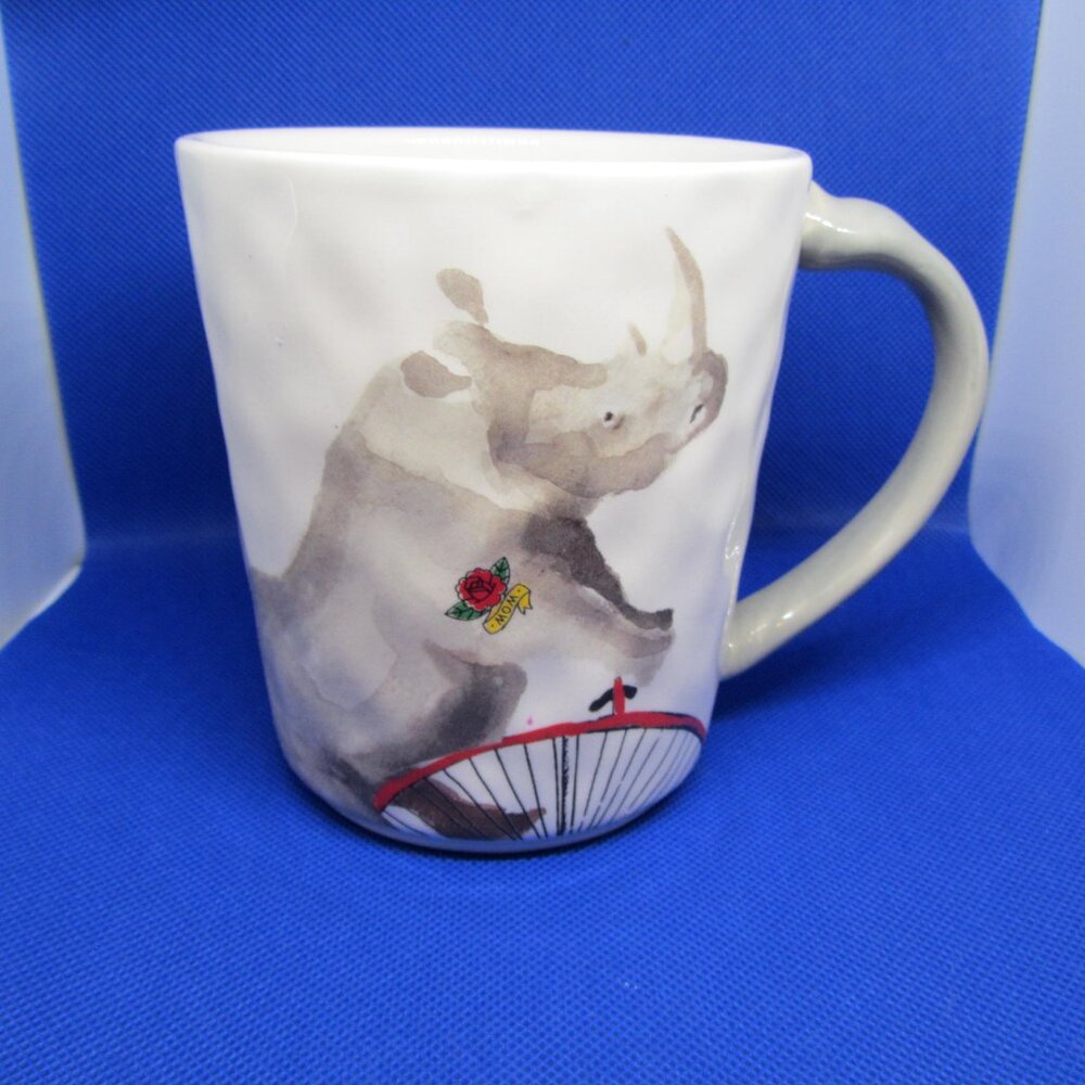 *BOGO mugs* 20 oz pier 1 street cred tattoed rhino mug ironstone (W3378)
